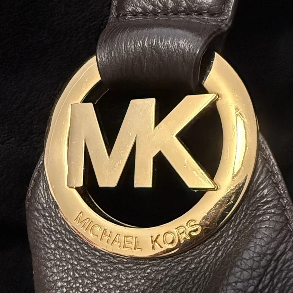 Michael Kors Chocolate Brown Hobo Bag with Gold Detail